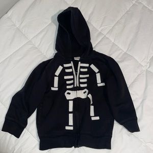 Black skeleton zip up hoodie. Size 3T. Gymboree